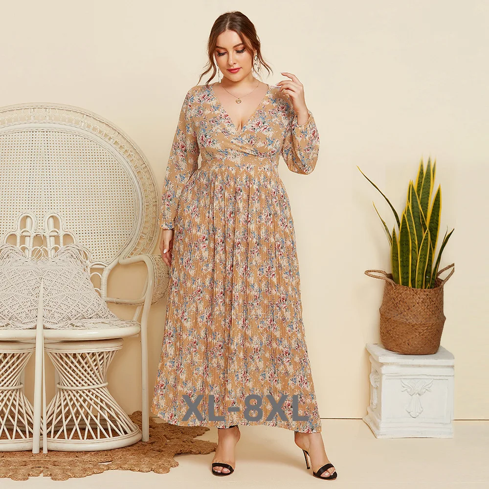 

Plus Size 2023 Summer 2xl 3xl 4xl Women Chiffon Dress Floral Bodycon Long Maxi Dress Casual Boho Dresses Over 3xl 4xl 5xl 6xl