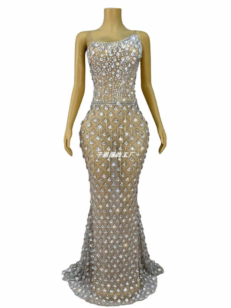 2024 новое элитное роскошное элегантное платье со сверкающими бриллиантами и