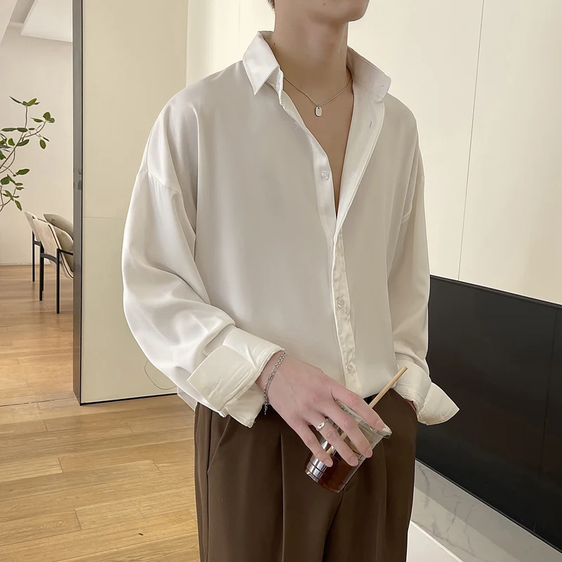 Uyuk белая мужская рубашка из полиэстера oversize