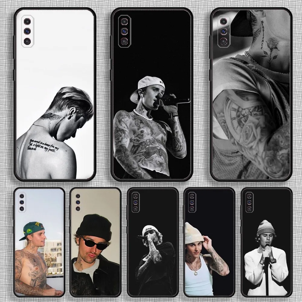 Чехол для телефона J-Justin Singer B-Bieber Samsung S23 23 22 30 21 10 9 Note20 Ultra Lite 5G Plus FE черный мягкий
