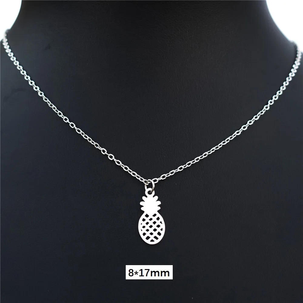 

12 Pieces Compact Pineapple Necklace Stainless Steel Plant Pendant Choker Necklaces For Office Lady Sweet Jewelry Wholesale
