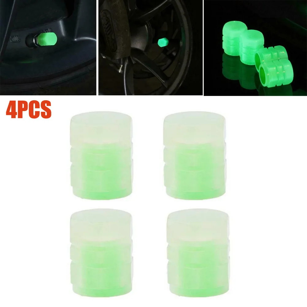 

4Pcs Tire Valve Cap Luminous Car Vehicle Wheel Prank Valve Cap Glow Dust Cover For Bike For Car Tires/ Off-road Vehicle Tire