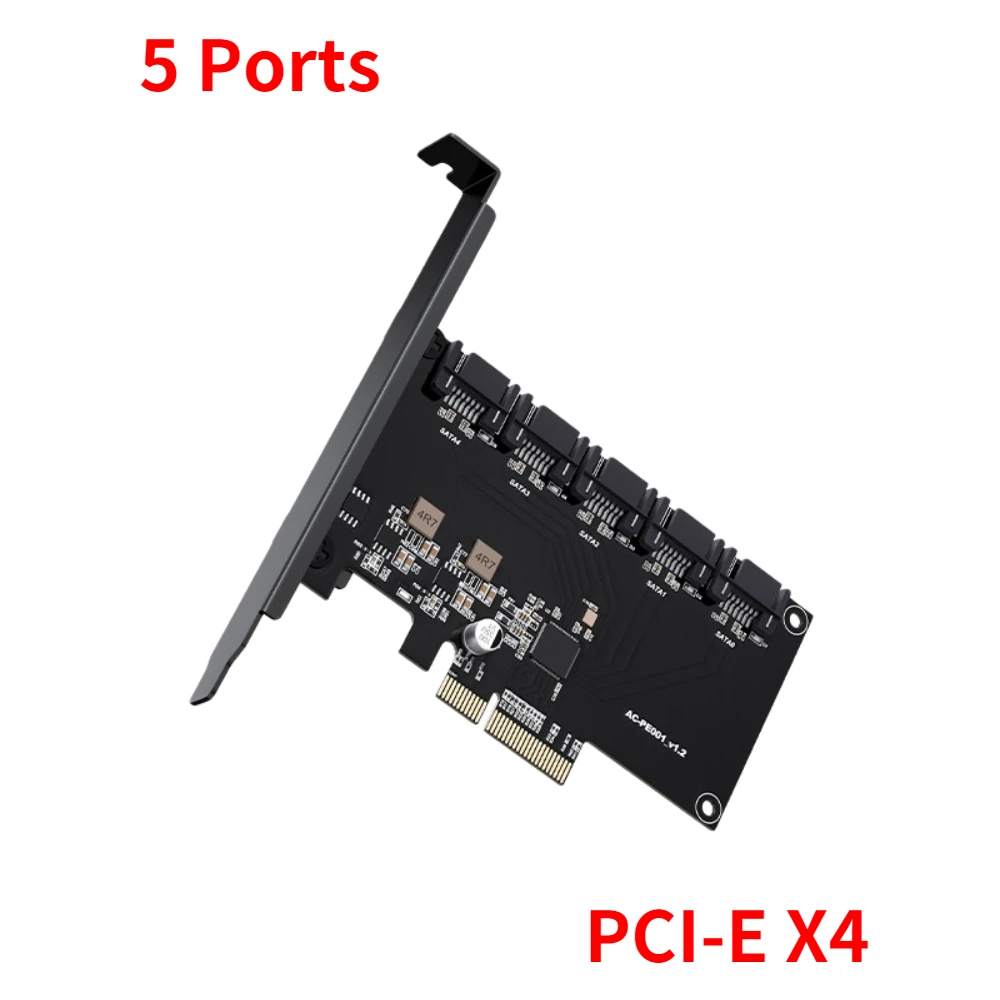 

SATA PCIE 1X Adapter 5/8 Ports PCIE X 1/4 to SATA 3.0 6 Gbps Interface Rate Riser Expansion Card for Desktop PC Computer