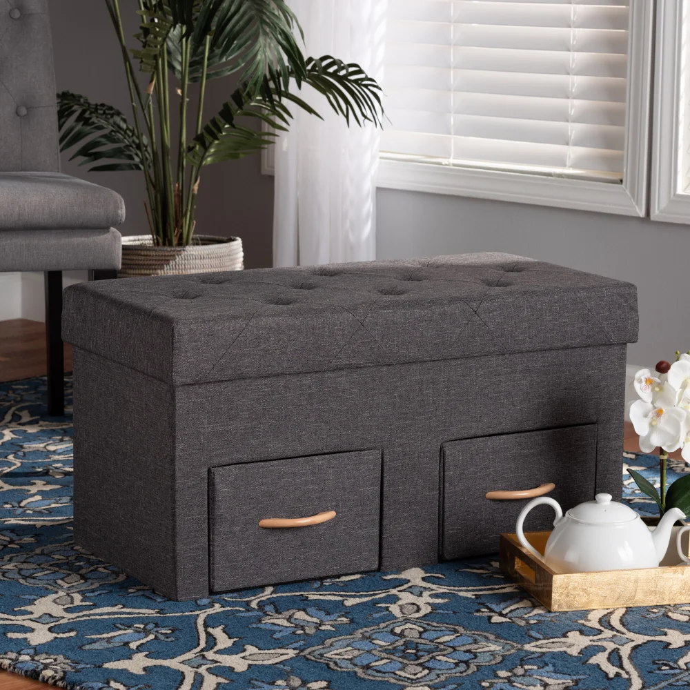 

Современная и современная ткань с обивкой и коричневой отделкой, деревянная 2-х ящик для хранения, оттоманка, табурет, шаговый стул, мебель