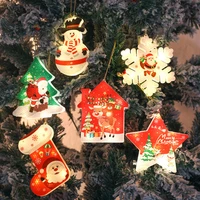 christmas wooden pendants xmas tree hanging ornaments luminous led light christmas decorations kids gift