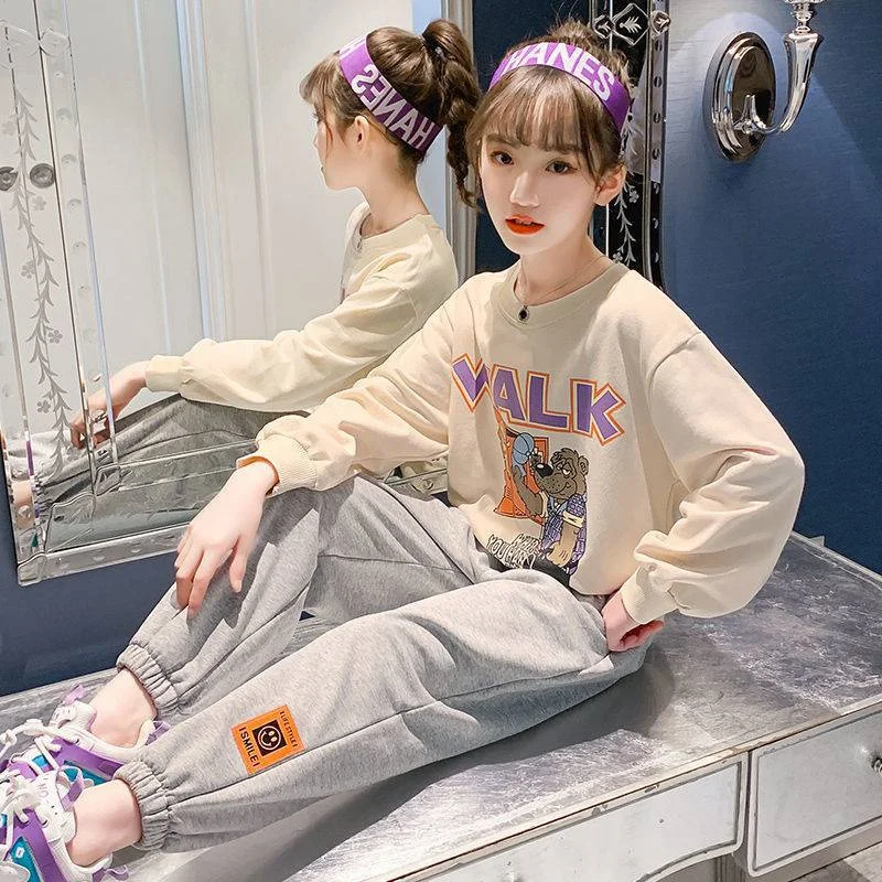 

Girls Suit Sweatshirts +Pants 2Pcs/Sets 2022 Cartoon Spring Autumn Toddler Kids Teenagers Cotton Gift School Sport Suits Childre