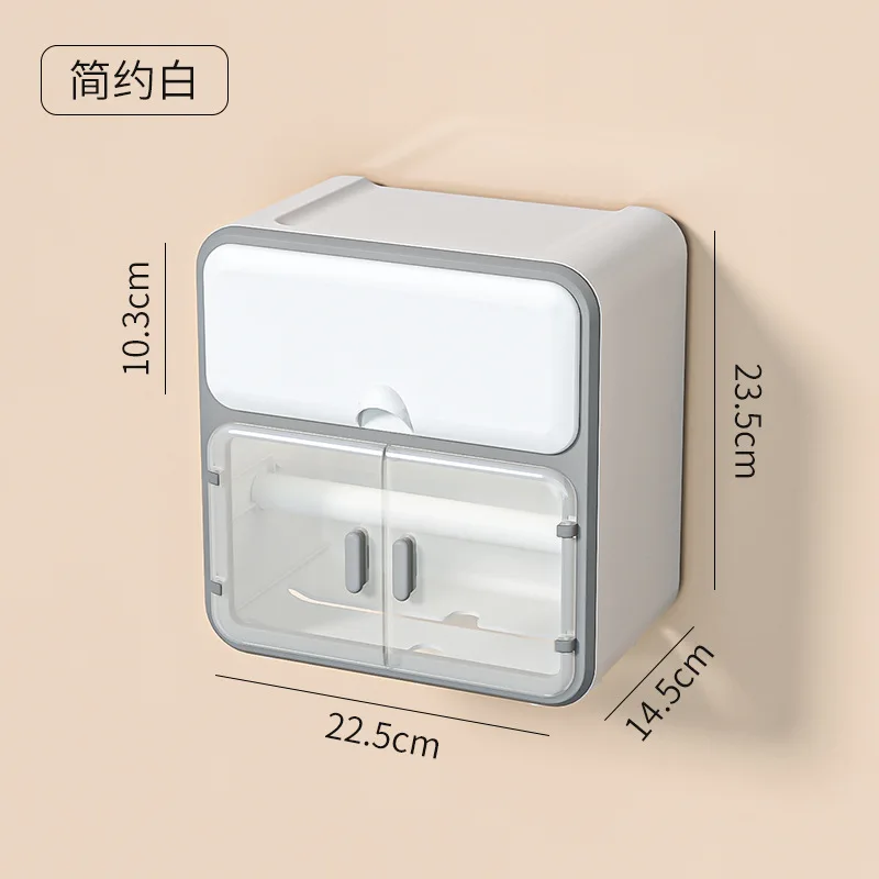 Bathroom Wall-mounted Tissue Box Free Punching Waterproof Pumping Paper Box Light Luxury Wind Roll Paper Towel Holder images - 6