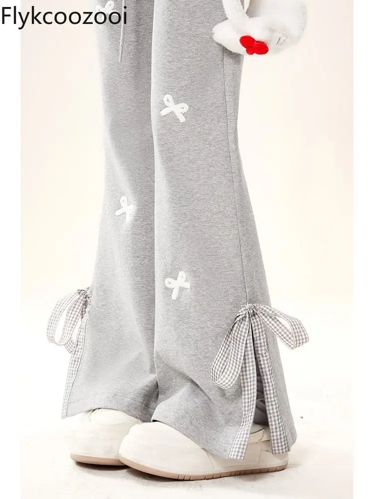 Повседневные тренировочные брюки в стиле колледжа с бантом женские новые