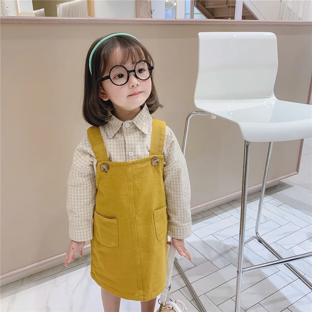 

2022 Kids Girls Sleeveless Corduroy Dress Spring Autumn Children Cute One Piece Dresses Korean Style Toddler Baby Clothing Robe