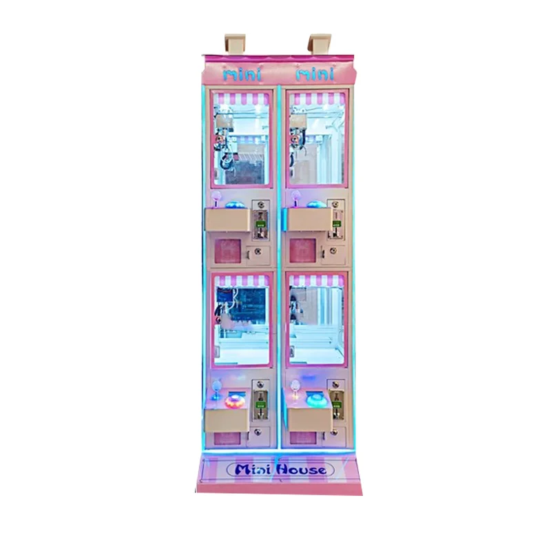 Фото Лучшая цена! Игровой автомат-кран для 4 игроков с монетоприемником, 3-дюймовый, для плюшевых игрушек из денима, для развлечений №1