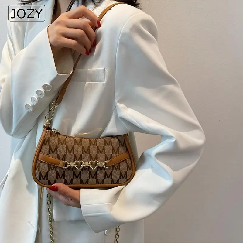 

Printed Shoulder Bags For Women Handbags Chain Crossbody Tote Bag Shoulder Underarm Casual Love Peach Heart Cute Letters Girl