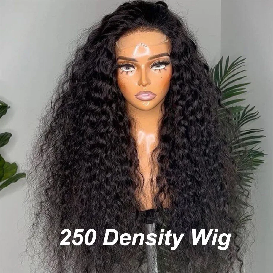 250 Density Curly Lace Front Human Hair Wigs Hd Lace 30 Inches 13x4 Lace Frontal Wig Water Wave Brazilian Pre Plucked For Women
