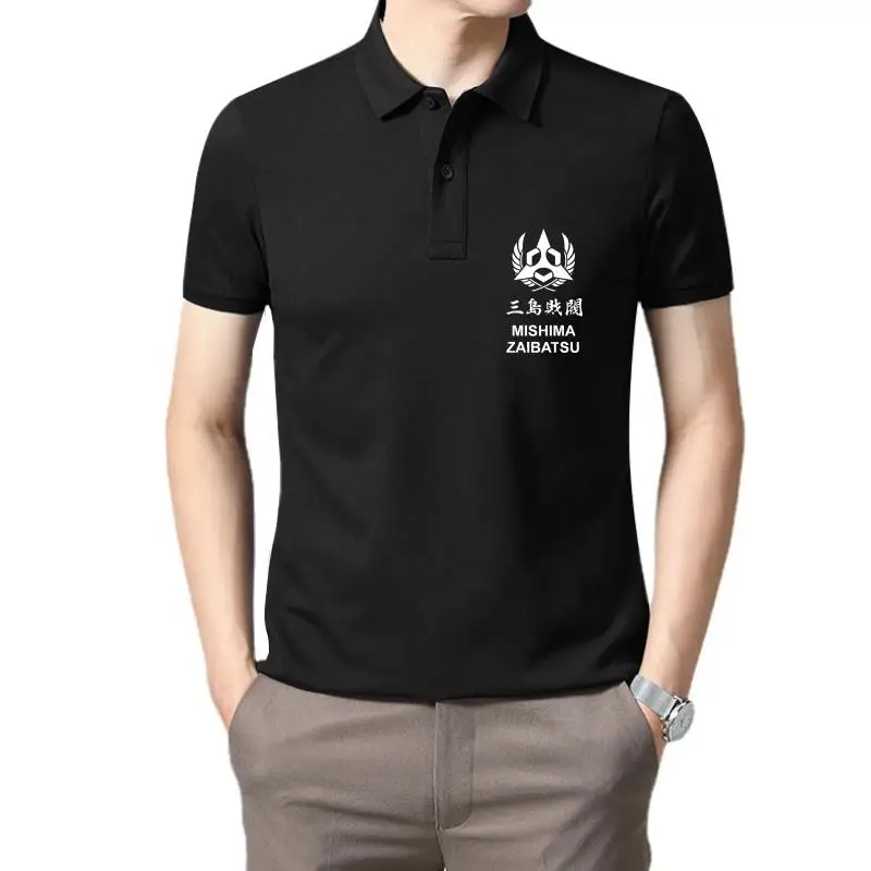 

Golf wear men Men Mishima Zaibatsu Logo Tekken Black funny novelty male men summer cotton polo t shirt for men