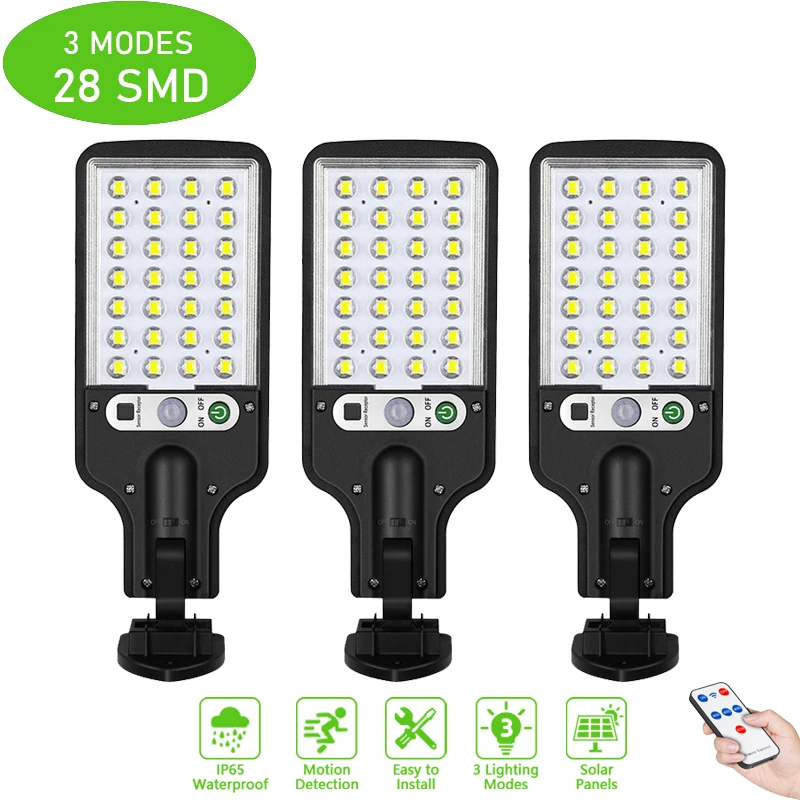 

1~3Pcs Solar Street Lights Outdoor Wireless Solar Security Wall Light Motion Sensor 3 Lighting Modes for Front Door Garden Yard