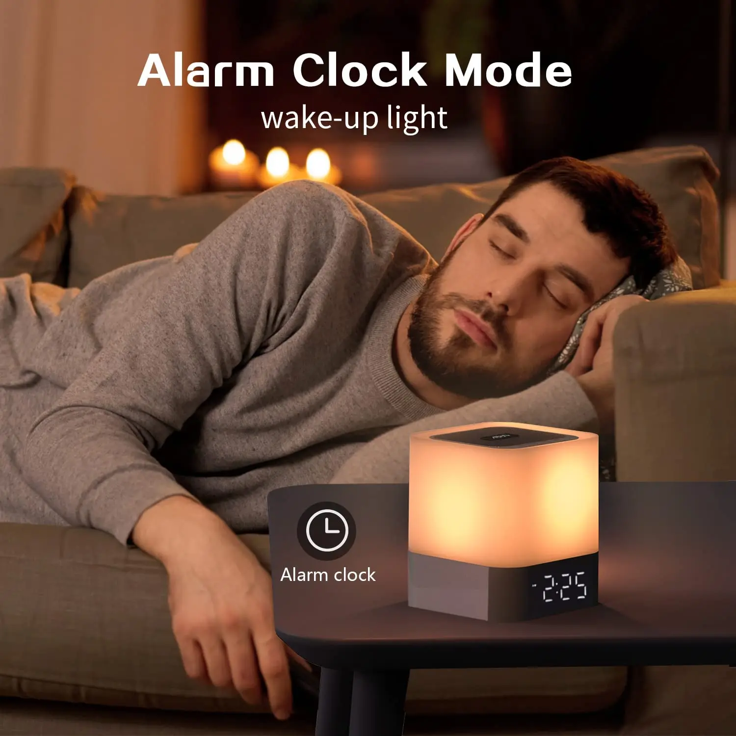 Color Changing Bluetooth Speaker Night Lights Digital Alarm Clock Touch Sensor Bedside Lamp MP3 Player Gift for Girls Boys images - 6