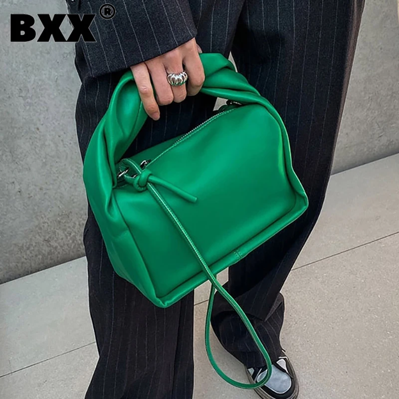 

[BXX] Minority High Quality PU Leather Twist Handle Handbag Women 2023 New Brand Elegant Casual Shoulder Messenger Bags 18B0587