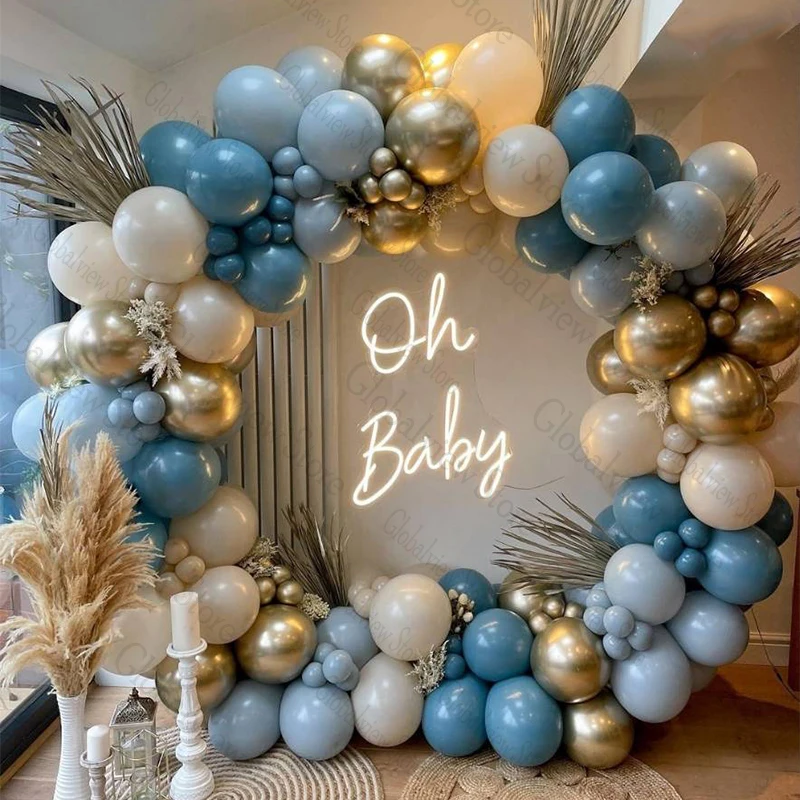 

Pastel Ocean Blue Balloon Arch Garland Kit Baby Shower Party Backdrop Wedding Decoration Baptism Balloons