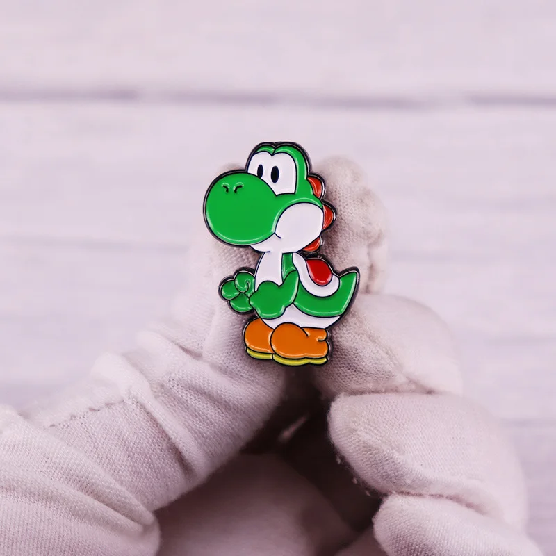 Эмалированная пряжка в виде черепахи стиле Super Mario брошь с динозавром Yoshi памятный