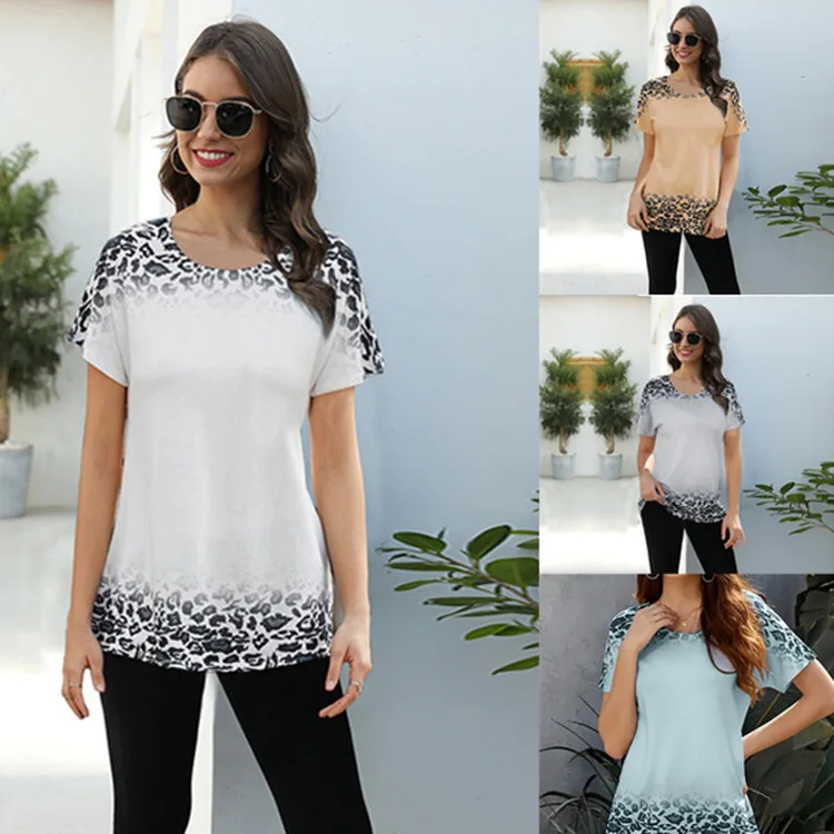 Leopard T Shirt Summer  Tops Tee 2022 Women Short Sleeve Loose T-shirt  Leopard Top Casual Female Tee Shirts