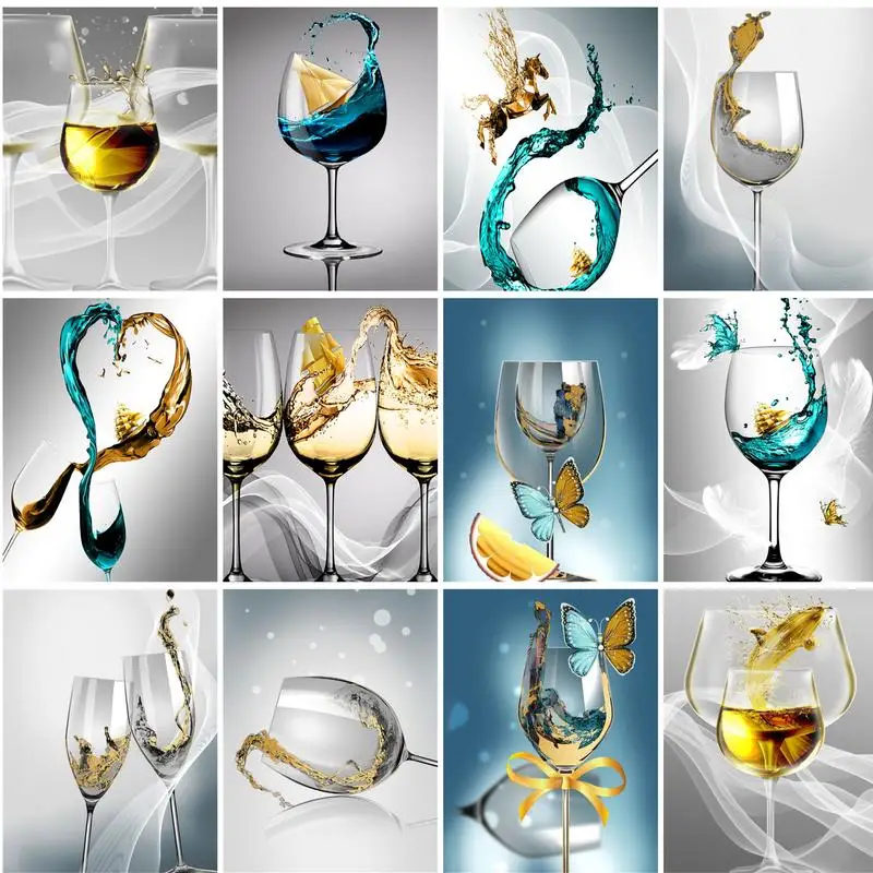 

RUOPOTY Painting By Numbers Landscape Handpainted Gift Canvas Kits DIY Pictures By Numbers wine glass Unique Gift for adult deco