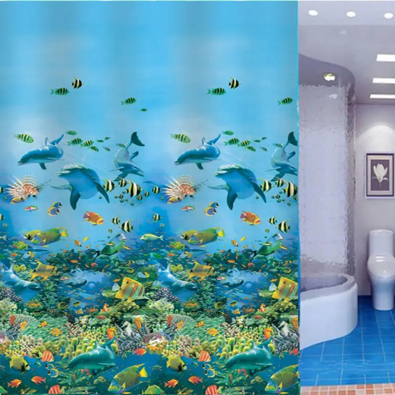 

Blue Ocean Tropical Fish Beach Fashion 3d Waterproof Shower Curtain