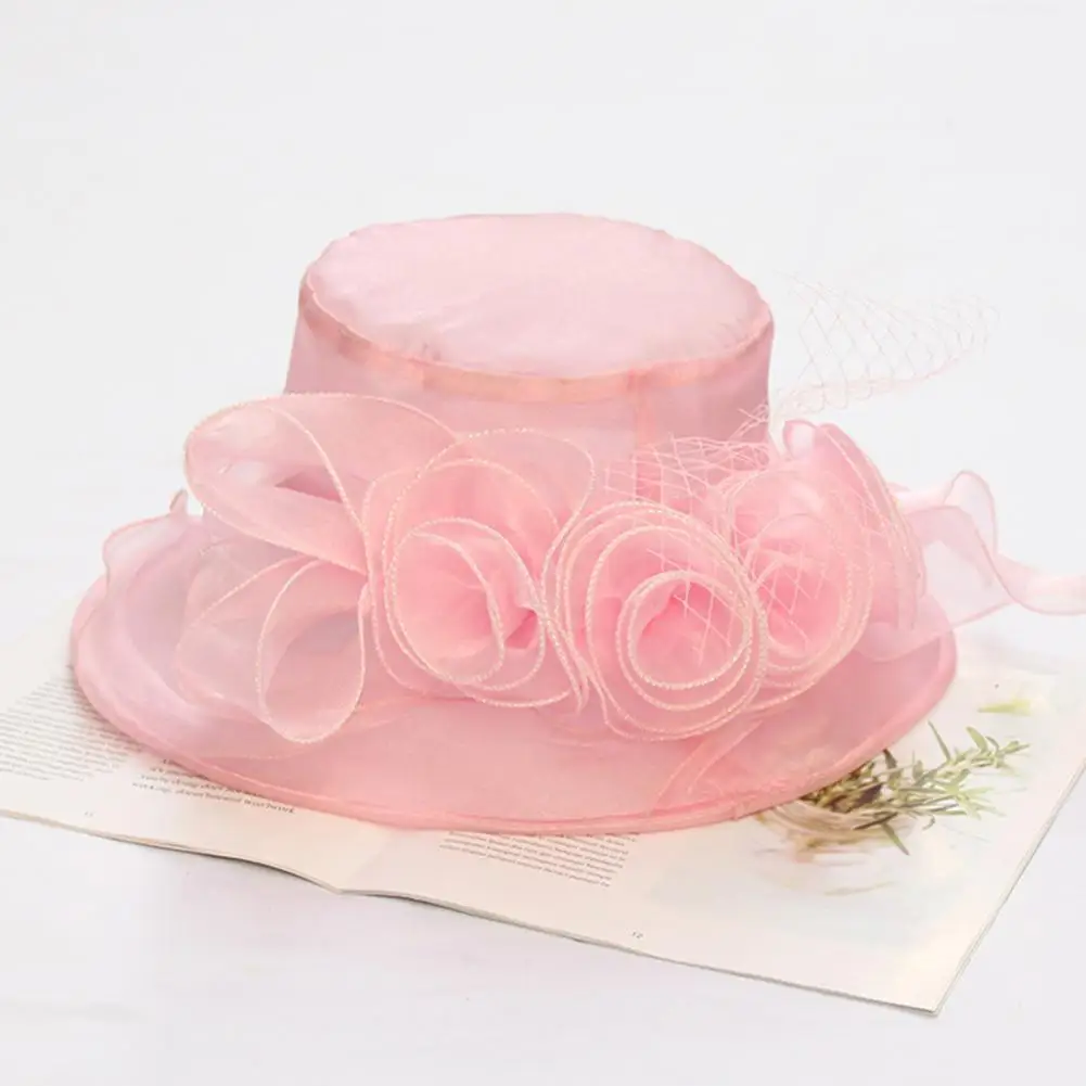 

Популярная Регулируемая шляпа из органзы с УФ-защитой для церкви