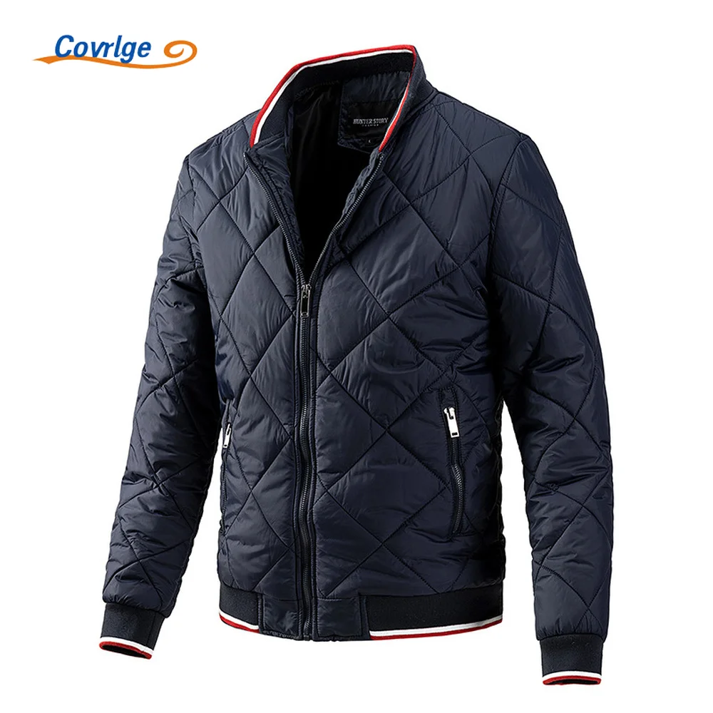 Covrlge Jacket Men's Autumn Winter New Baseball Collar Jacket Urban Men's Diamond Lattice Quilted Coat  Men's Clothing MWJ262