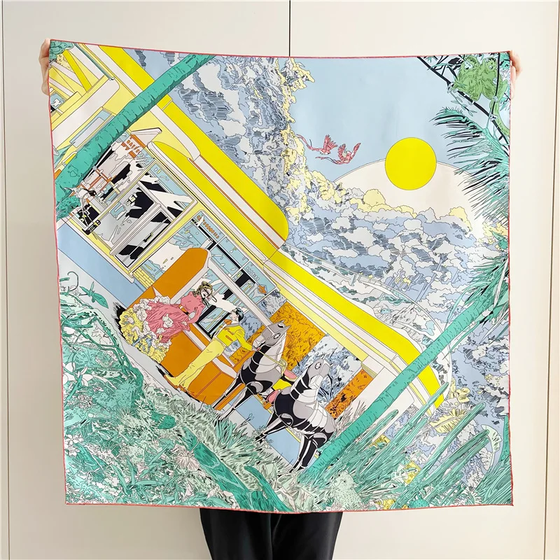 Шарф из чистого шелка 90 квадратных нитей свернутые банданы шарфы шаль 100%