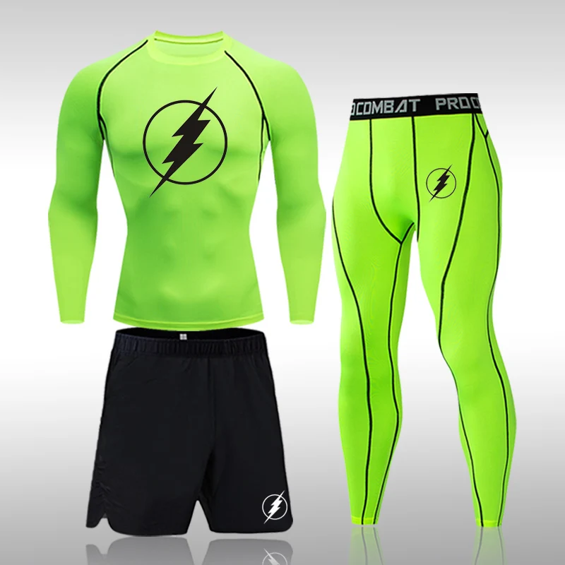 

Mens Perspiration Clothes Sportswear Compression Set Rashguard Men Tights Training Leggings T-shirt Sportswear Jogging Clothes
