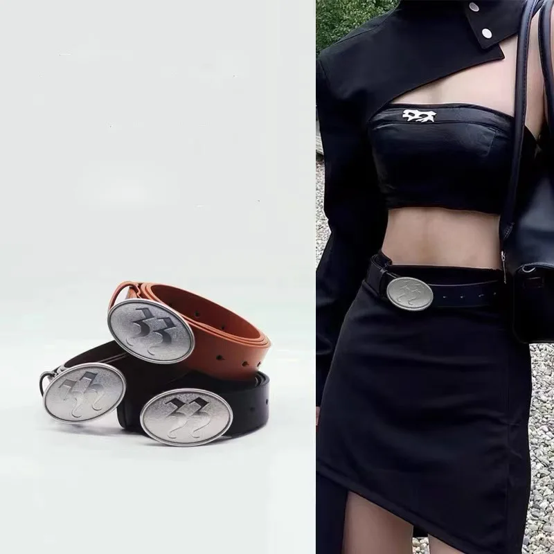 

Ремень с металлической пряжкой Женский, модный простой кожаный пояс из денима для джинсов и пальто, роскошный Брендовый аксессуар из ткани