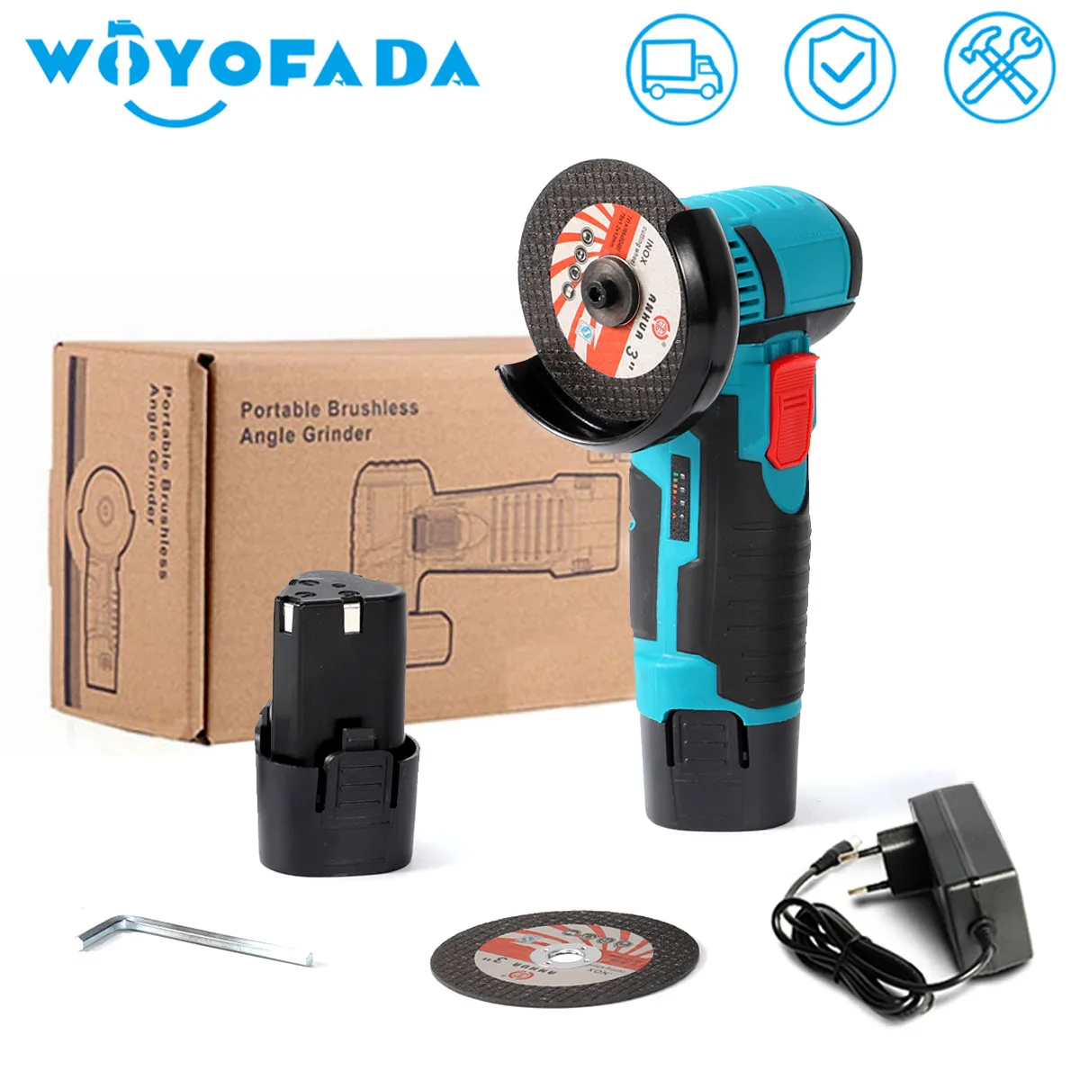 

12V Brushless Angle Grinder with Lithium Battery 19500Rpm Grinder Cutter for Cutting Polishing Ceramic Tile Wood Stone
