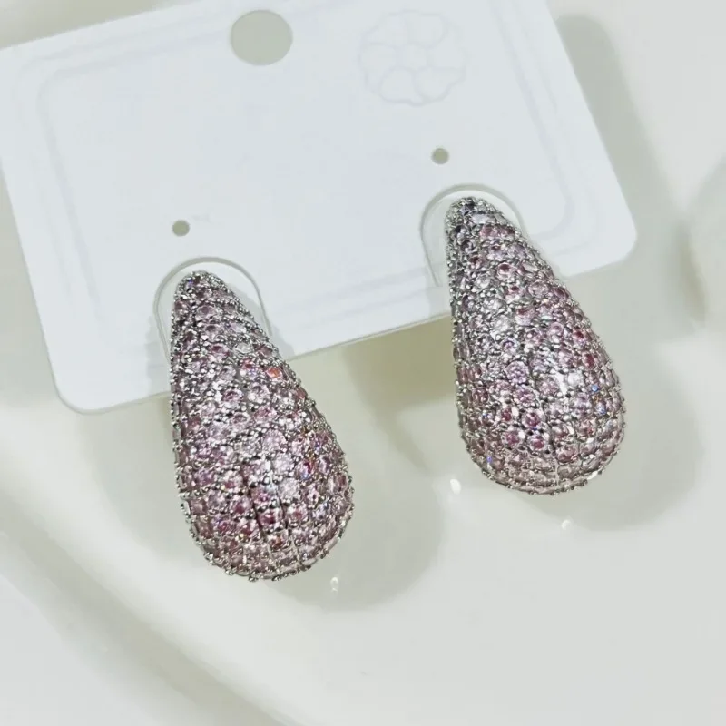 Новые женские серьги с медным вставкой и искусственным цирконом полной