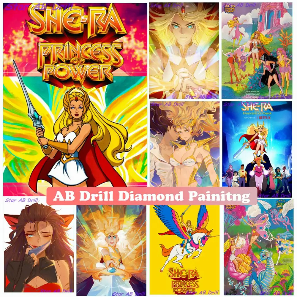 

Anime She Ra And The Princess Of Power 5D Diamond Painting Kit AB Full Drill Diy Embroidery Art Cross Stitch Puzzle Home Decor