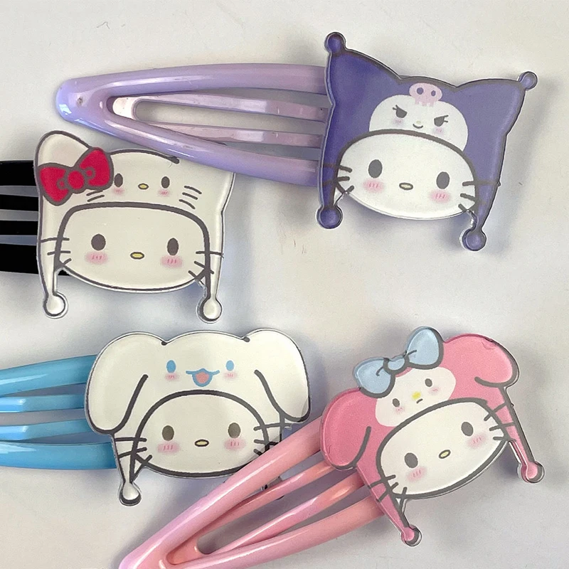 

Sanrioed Kawaii Cartoon Cinnamoroll Anime Hair Clip Kt Cat Kuromi My Melody Hairpin Girl Heart Headwear Bangs Clip Accessories