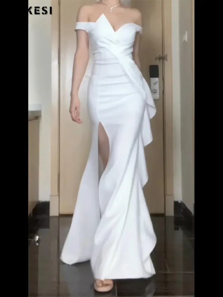 Женское шифоновое вечернее платье без бретелек однотонное элегантное