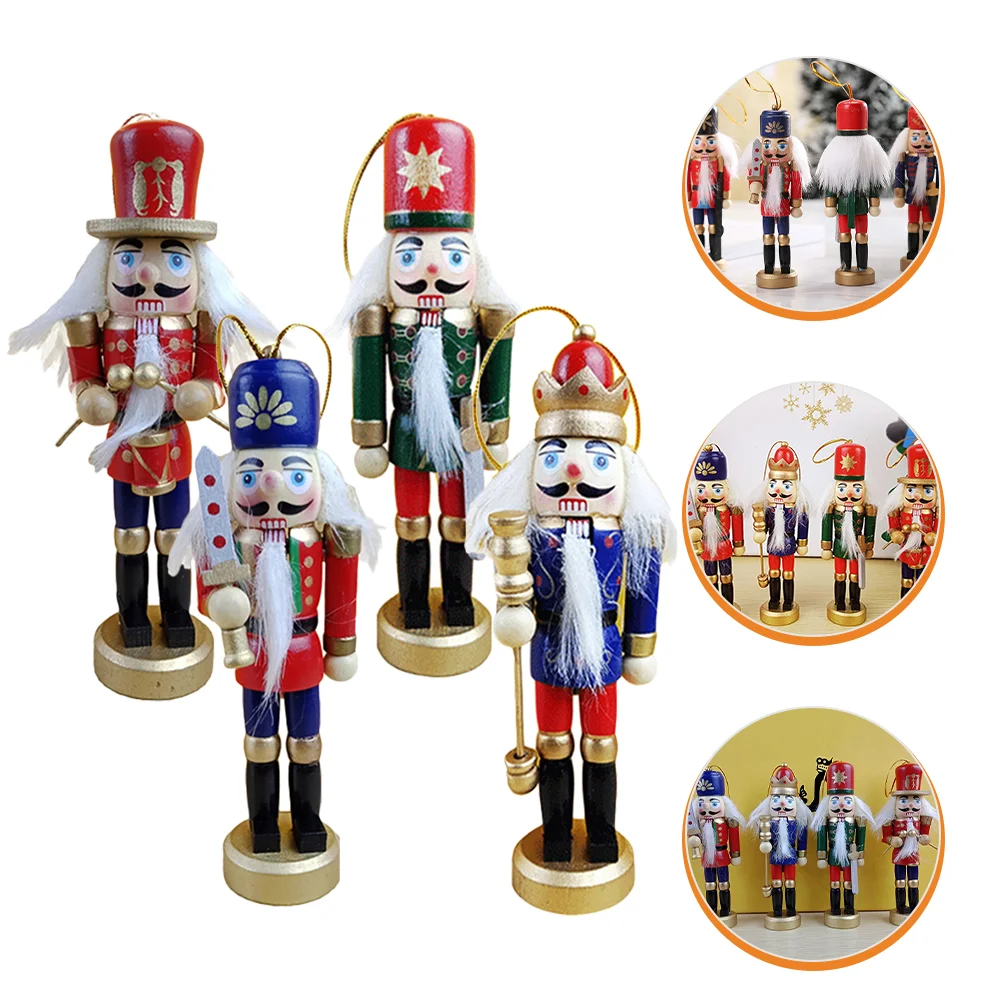 

Nutcracker Christmas Decor Soldier Tree Hanging Nutcrackers Ornamentsfigures Wooden Statues Decorations Holiday Figurine Shelf