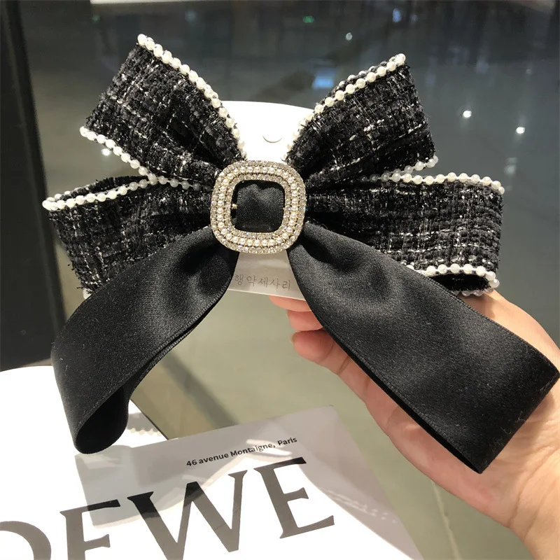 

Diamond Pearl edge bow hairpin delicate spring clip temperament hair accessories