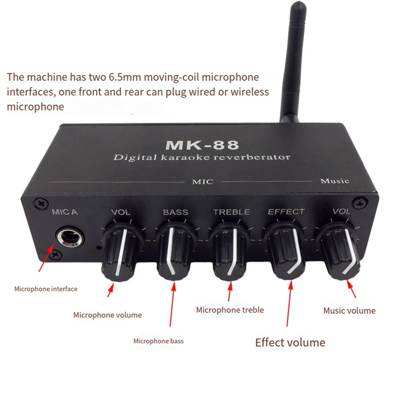 MK-88 6 5 мм микрофон с эффектом реверберации Bluetooth коаксиальный декодер