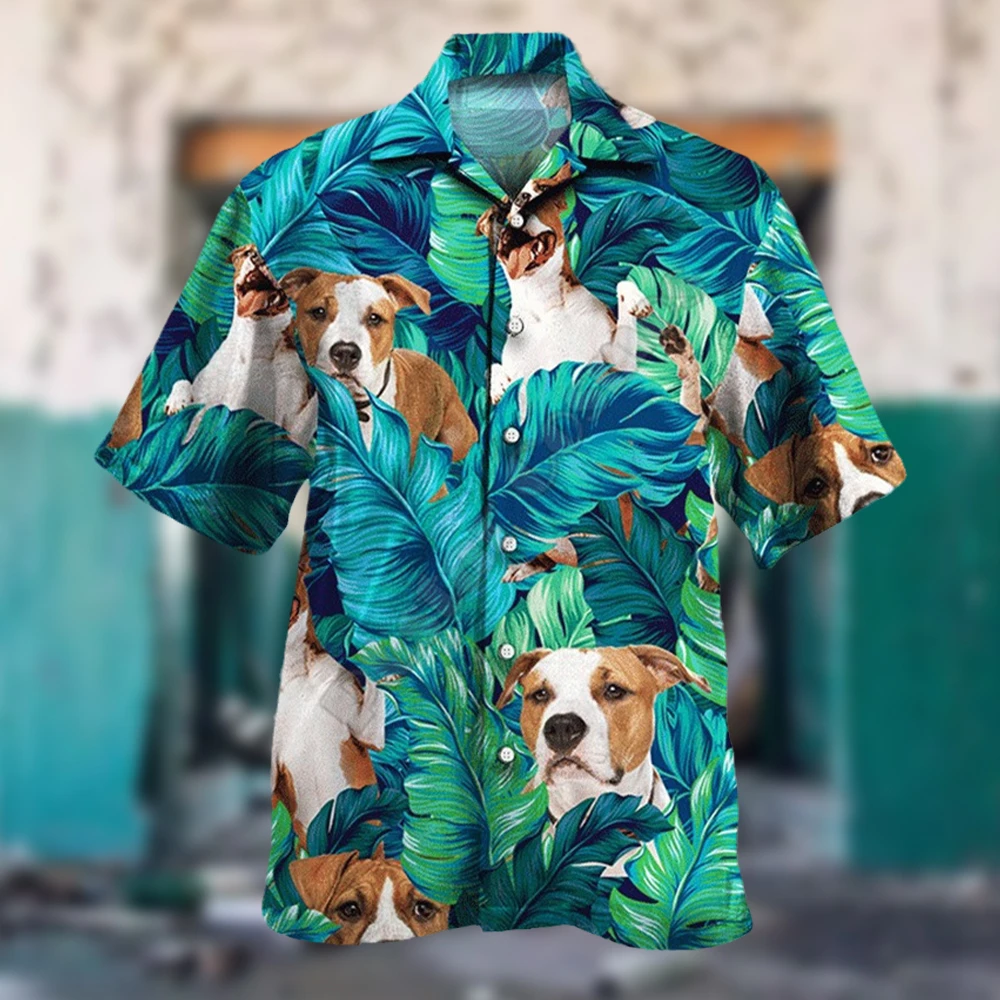 

Men'S Shirt Short Sleeve Summer New Tops 3d Printed Cute Puppy Pattern Casual Fashion Comfortable Cool Lapel Oversized Clothing