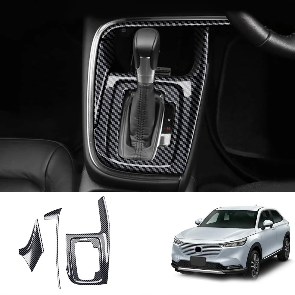 

3Pcs Carbon Fiber Central Gear Panel Control Panel Decal Interior Modification for Honda HRV HR-V Vezel 2021 2022 RHD
