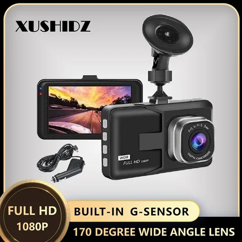 XUSHIDZ Q08 видеорегистратор авто 1080P с G-сенсором 170 градусов широкоугольный объектив автомобиля регистратор супер ночного видения видеорегистратор
