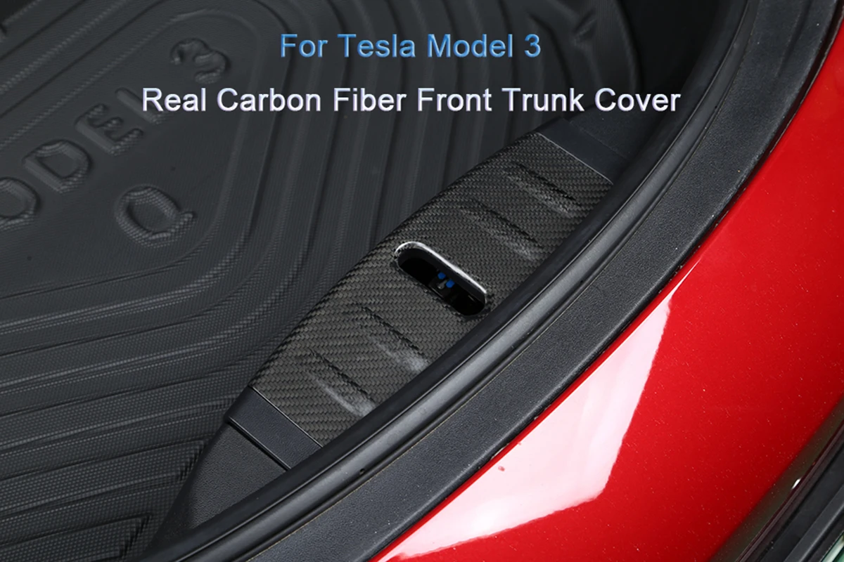 Front Trunk Cover for Tesla Model 3 Real Carbon Fiber Panel Bumper Protection Stickers Guard Plate Patch Modification 2021-2023