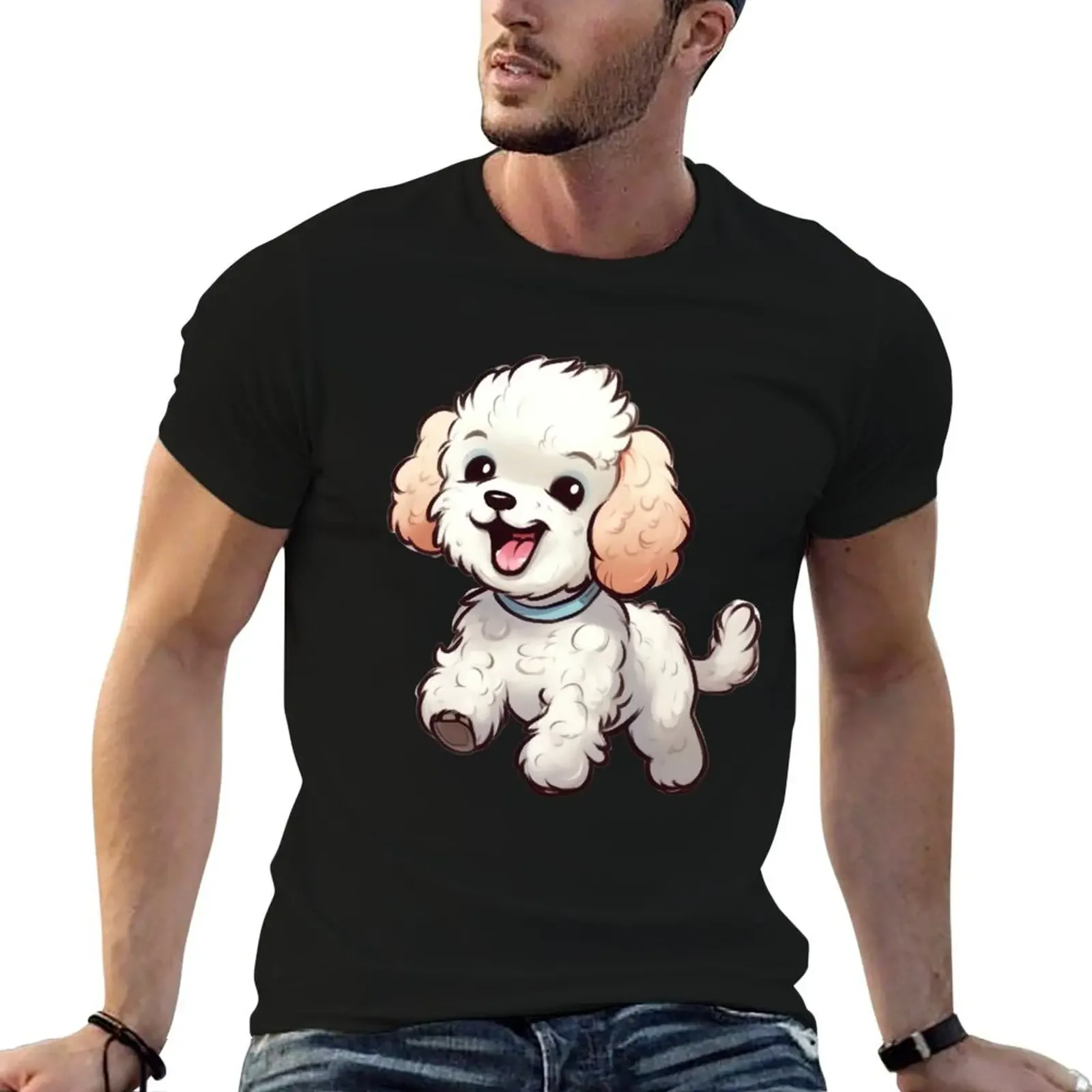 Happy Chibi Poodle Walking футболка хлопок мужская