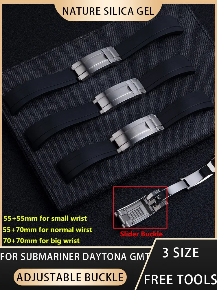 

Ремешок резиновый для наручных часов, регулируемая застежка 20 мм 21 мм, часовая лента для ролевых часов OYSTERFLEX Submariner Daytona GMT DEEPSEA Boat Master