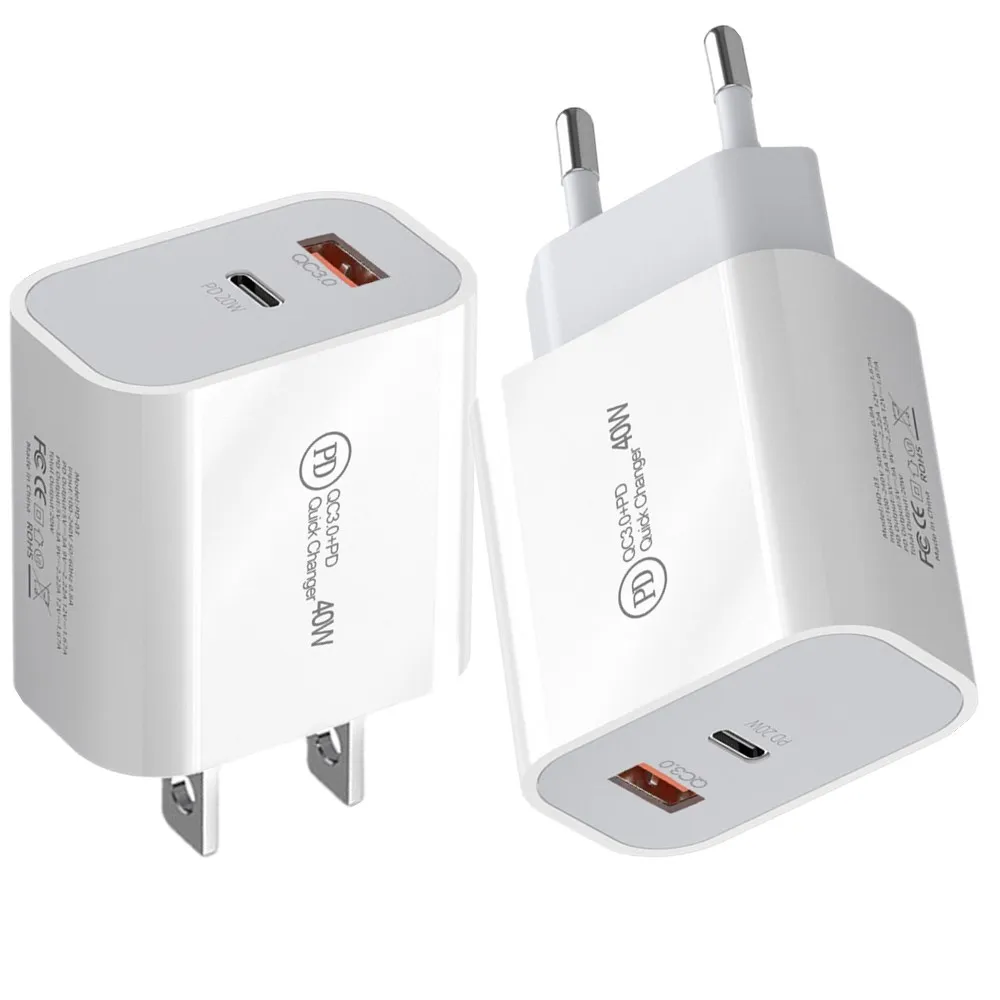 

100Pcs White 20W PD USB C Type c USb Wall Charger Dual Ports Power adapters For Iphone 13 14 15 Pro Samsung S23 Htc lg