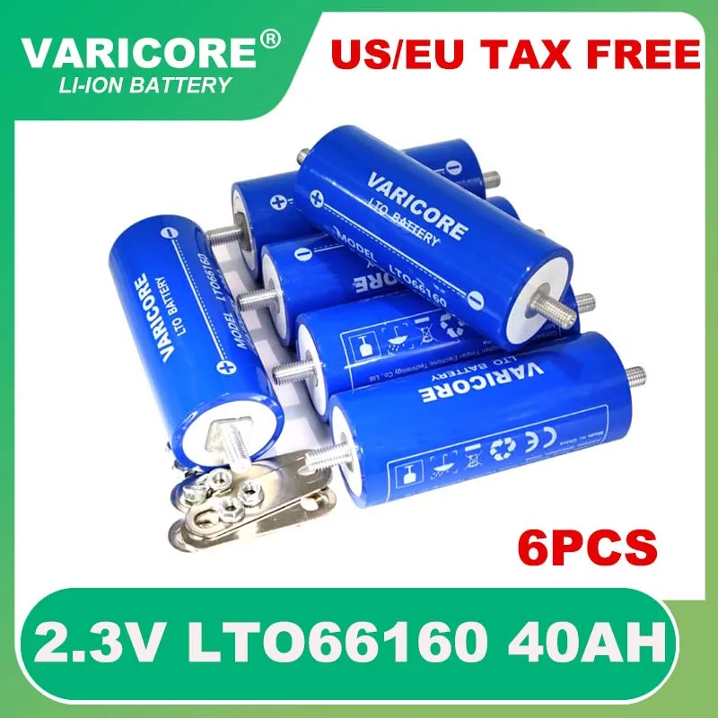 

6PCS 2.3V 40Ah battery Original LTO66160 10C discharge DIY 12V 24V low temperature resistant lithium Titanate batteries Tax Free
