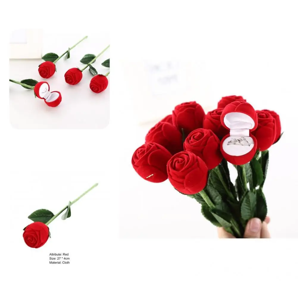 

Ring Display Case Durable Earring Studs Box Lovely Rose Shape Ring Display Box