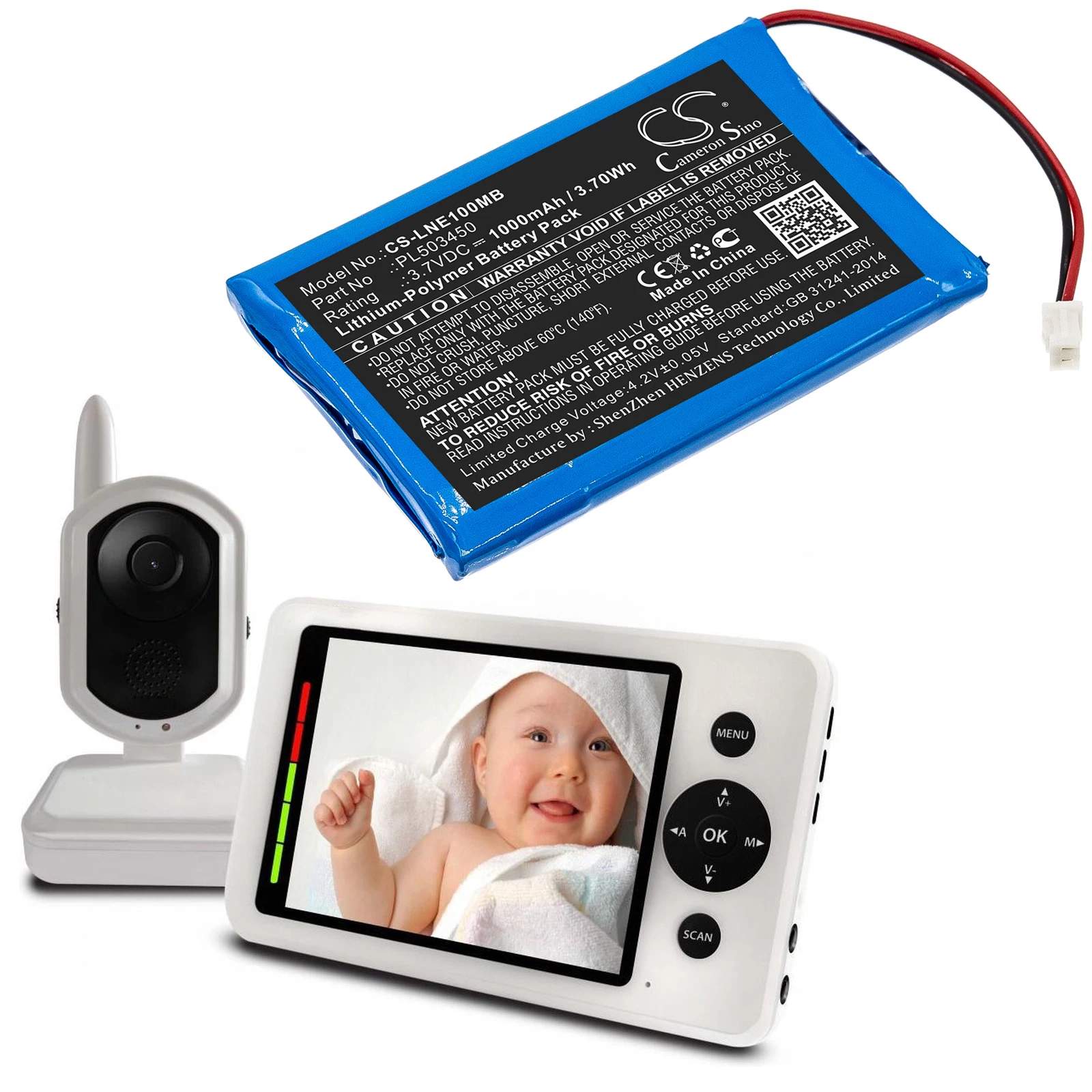 

CS 1000mAh Battery For Luvion PL503450 Luvion Grand Elite Grand Elite Baby Monitor