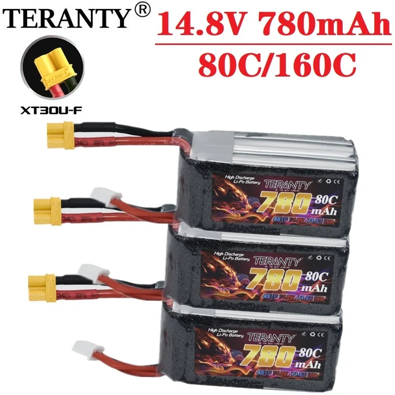 

TREANTY 4S 14.8V 780mAh 80C/160C Lipo battery With XT30 Plug for FPV Cine BetaFPV Racing Drone RC Quadcopter Parts