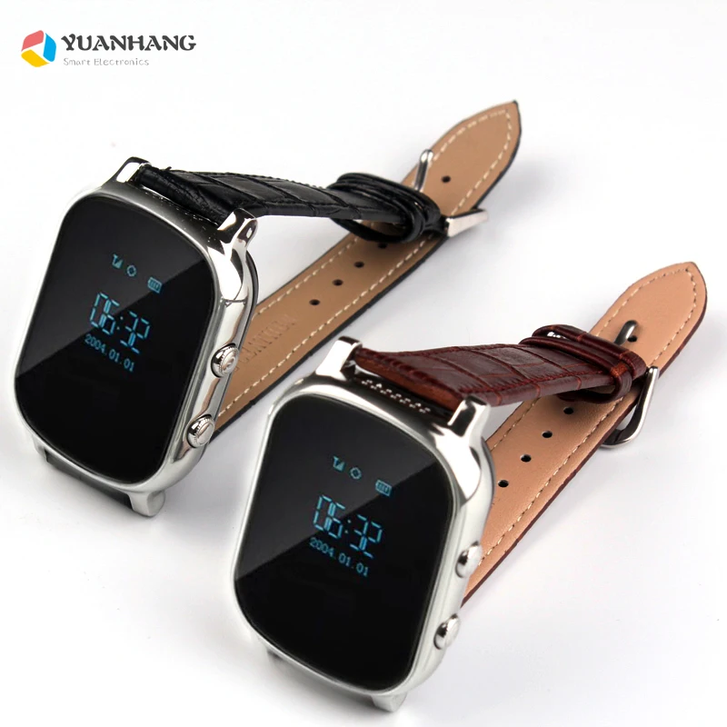 

T58 Smart GPS WIFI Tracker Locator Anti-Lost Watch Kids Elder Child SOS Call Remote Monitor Genuine Leather Strap Smartwatch